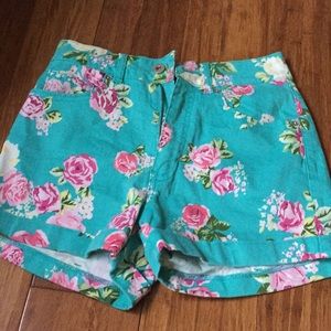 floral high waisted shorts